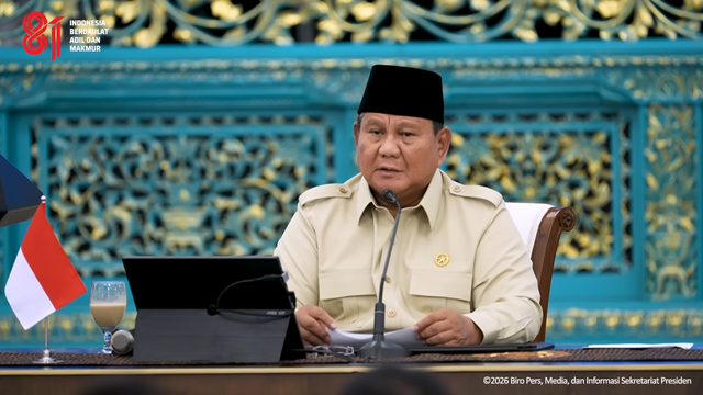 Tangkapan layar Youtube Sekretariat Kabinet RI saat pertemuan Presiden Prabowo Subianto bersama Kamar Dagang dan Industri (Kadin) pada Jumat (31/7/2026).