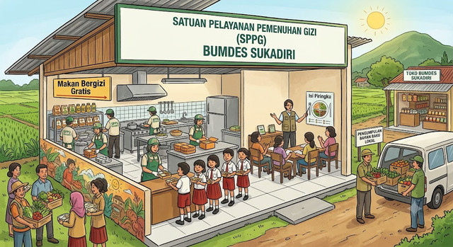 Ilustrasi SPPG Menjadi Unit BUMDes (Foto: AI)