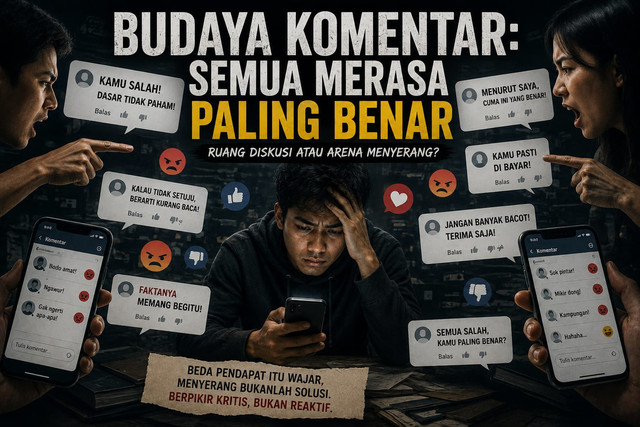 Ilustrasi: Media sosial seharusnya menjadi ruang bertukar gagasan, bukan arena saling menyerang. Kemampuan berpikir kritis dan menghargai perbedaan menjadi kunci menjaga kualitas diskusi publik.