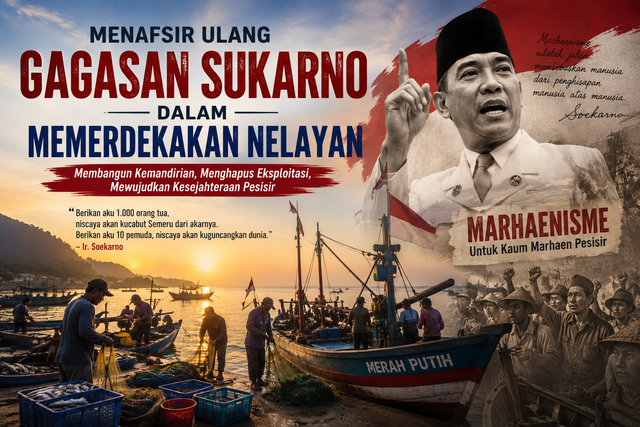 Ilustrasi gagasan Marhaenisme untuk Masyarakat Pesisir (Gambar: Moh Nur Nawawi)