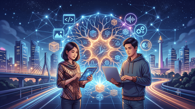 Ilustrasi Persiapan Generasi Muda di Era AI, dibuat oleh Nano Banana Pro