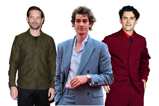 Kolase foto Tobey Maguire, Andrew Garfield dan Tom Holland. Foto: AFP