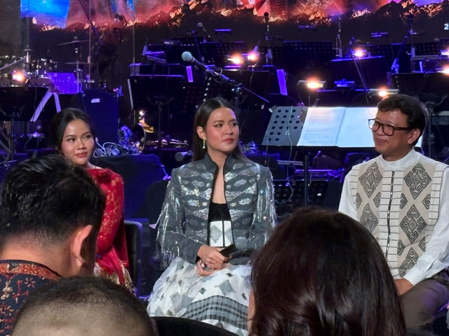 Raisa saat konferensi pers dan latihan musik Pagelaran Sabang Merauke 2026 di Hotel Indonesia Kempinski, Jakarta, Selasa (4/8/2026). Foto: Salsha Okta Fairuz/kumparan