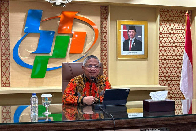 Deputi Bidang Neraca dan Analisis Statistik BPS M. Edy Mahmud dalam konferensi pers, Rabu (5/8/2026). Foto: Ave Airiza Gunanto/kumparan