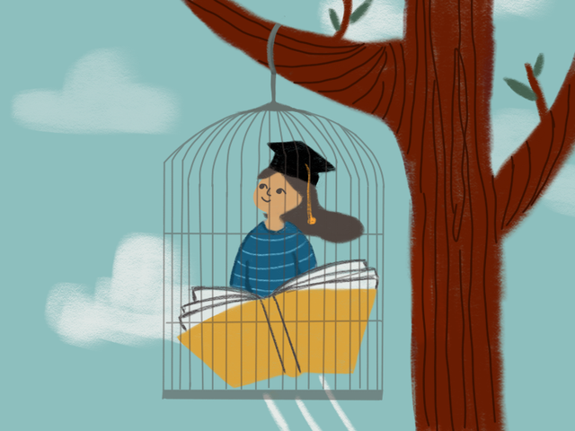 Ilustrasi Belenggu Kampus Merdeka. [BP2M/Hasna]