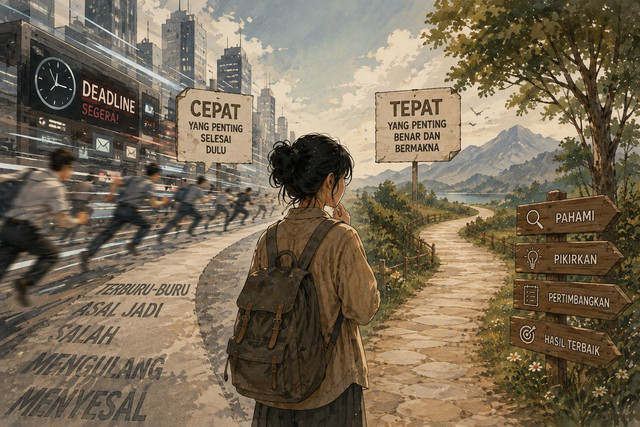 Ilustrasi Memilih Langkah yang Tepat. (Sumber: AI GENERATED)