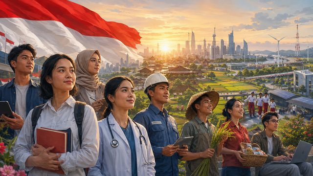 Foto: Ilustrasi Bonus Demografi Indonesia 2045 (Diolah Oleh Penulis)