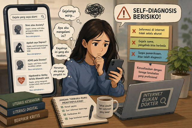 Ilustrasi Self-Diagnosis di Era Digital (Sumber: Ai Generated)