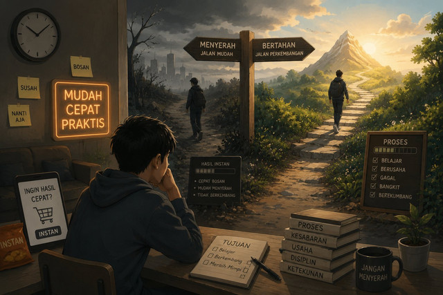Ilustrasi Jalan Menuju Ketekunan. (Sumber: AI GENERATED)