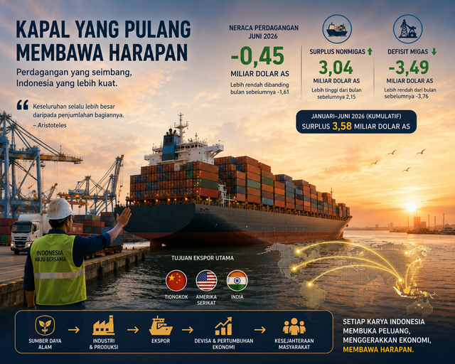 Kapal Neraca Perdagangan Indonesia, sumber: AI
