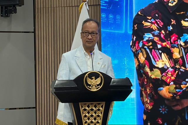 Menperin Agus Gumiwang Kartasasmita dalam acara Peluncuran Indo Startup Expo 2026 di Kantor Kemenperin, Jakarta, Kamis (6/8/2026).
 Foto: Najma Ramadhanya/kumparan