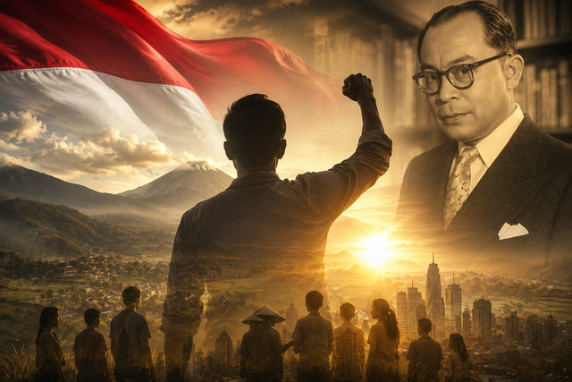 Foto: Ilustrasi Bung Hatta dan Semangat Pemuda Indonesia (Diolah Oleh Penulis)
