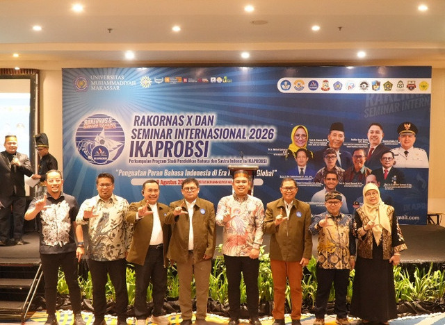 Rapat Kerja Nasional X dan Seminar Internasional Perkumpulan Program Studi Pendidikan Bahasa dan Sastra Indonesia IKAPROBSI di Makassar, Jumat, 7 Agustus 2026.