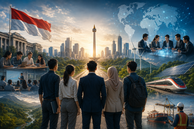 Ilustrasi Langkah Menuju Kepemimpinan Indonesia. Foto: Generated by AI.