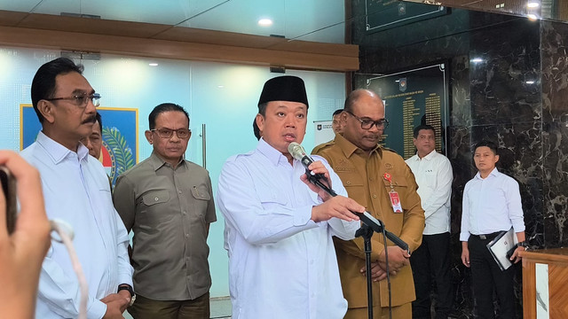 Menteri Agraria dan Tata Ruang/Kepala Badan Pertanahan Nasional (ATR/BPN), Nusron Wahid, pada Sinkronisasi Layanan Bea Perolehan Hak atas Tanah dan Bangunan (BPHTB), Layanan Pertanahan serta Integrasi Data Perpajakan dan Pertanahan, Senin (10/8). Foto: Aditya Nugraha/kumparan