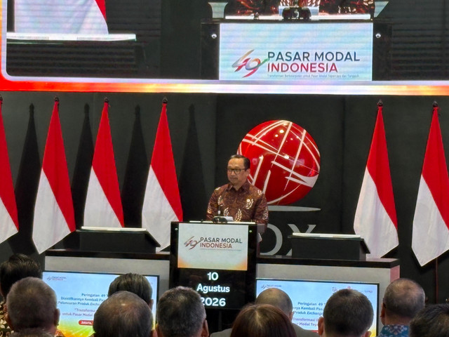 Wakil Menteri Keuangan, Juda Agung, saat acara Peluncuran ETF Emas sekaligus HUT Pasar Modal Indonesia di Gedung BEI, Jakarta, Senin (10/8). Foto: Muhammad Fhandra/kumparan