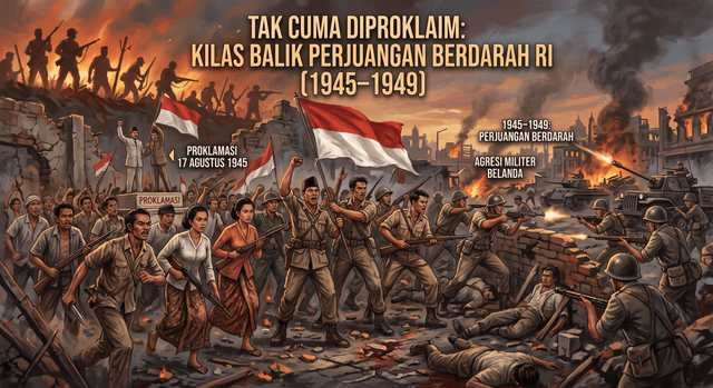 Ilustrasi Perjuangan Berdarah RI 1945-1949. Foto: Generate by Gemini. 