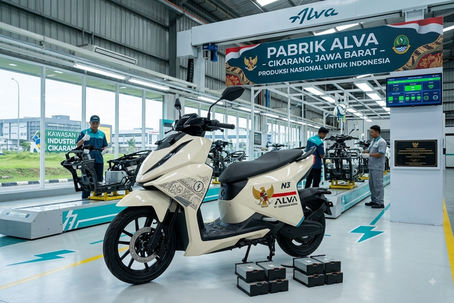 Ilustrasi Motor Listrik Nasional (Molinas) berbasis ALVA N3. Foto: Dok. Hasil Olah Gambar Gemini AI