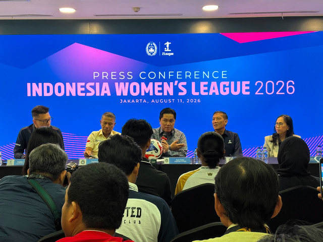 Konferensi pers Indonesia Women's League 2026 di Kantor I.League, Jakarta, Selasa (11/8/2026). Foto: Antika Fahira/kumparan