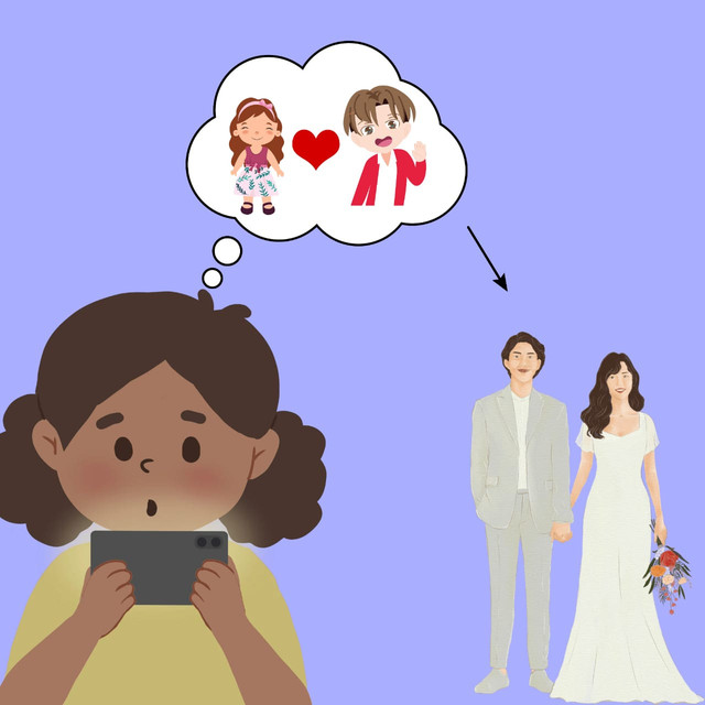 Ilustrasi seorang fans yang berhayal untuk merasa dekat hingga membayangkan hidup bersama (Foto: Diolah Penulis Menggnakan Canva)
