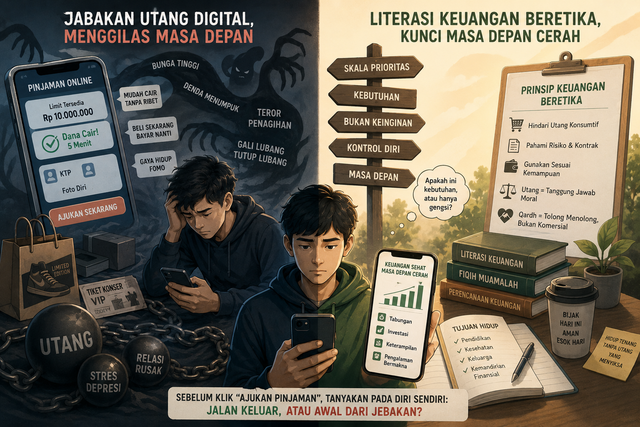 ilustrasi gambar jebakan pinjol dan literasi keuangan beretika. Dok.Istimewa