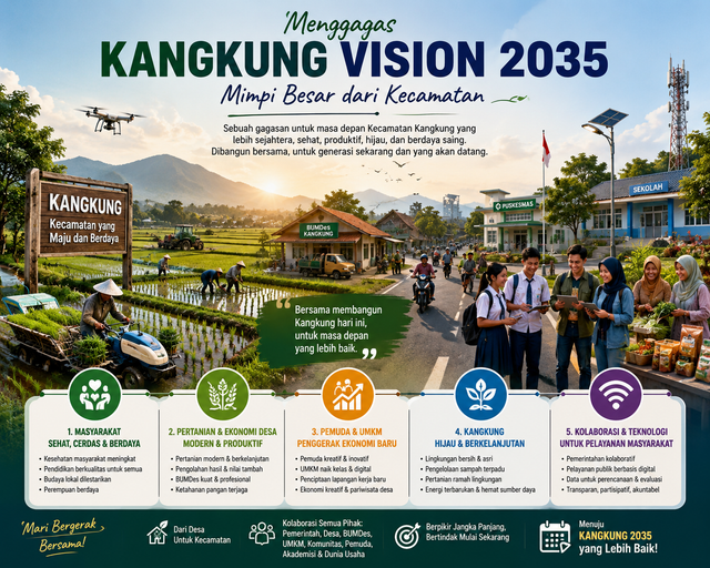 Ilustrasi Menggagas “Kangkung Vision 2035”: Mimpi Besar dari Kecamatan (Sumber Gambar: AI Image Generator)