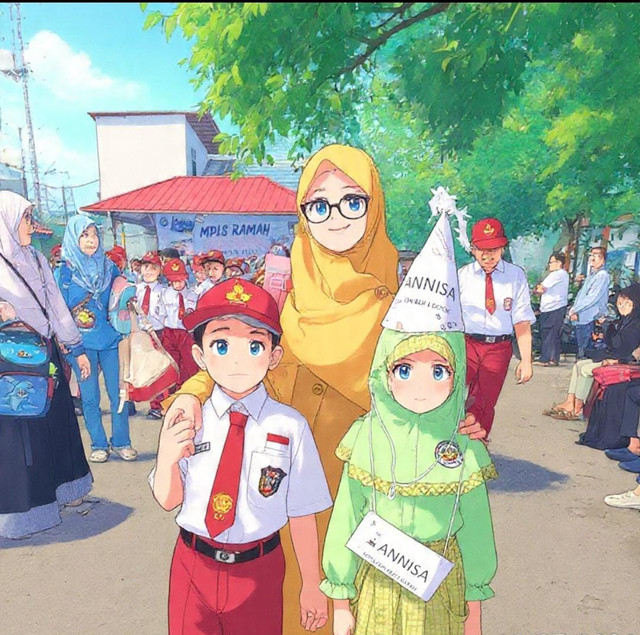 rutinitas mengantar anak sekolah. Ilustrasi dok. pribadi.