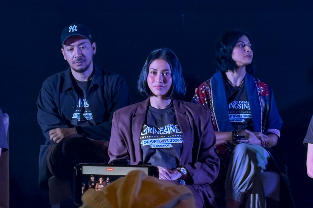 Aghniny Haque (tengah) saat peluncuran trailer dan poster di kawasan Senayan, Jakarta Pusat, Selasa (11/8/2026). Foto: Salsha Okta Fairuz/kumparan