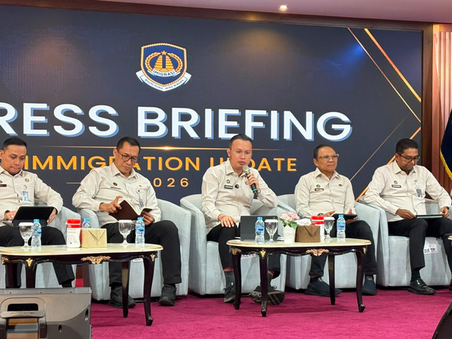 Suasana Press Briefing di Direktorat Jenderal Imigrasi, di Gedung Dirjen Imigrasi, Jaksel, Rabu (12/8/2026). Foto: Kevin Daniel/kumparan