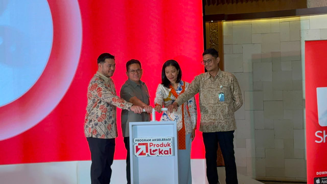 Peluncuran program akselerasi produk lokal oleh Shopee bersama Kemendag di TMII, Kamis (13/8/2026). Foto: Abid Raihan/kumparan