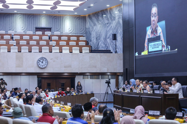 Suasana audiensi pimpinan DPR dengan perwakilan buruh di Kompleks Parlemen, Senayan, Jakarta, Kamis (13/8/2026). Foto: Asprilla Dwi Adha/ANTARA FOTO