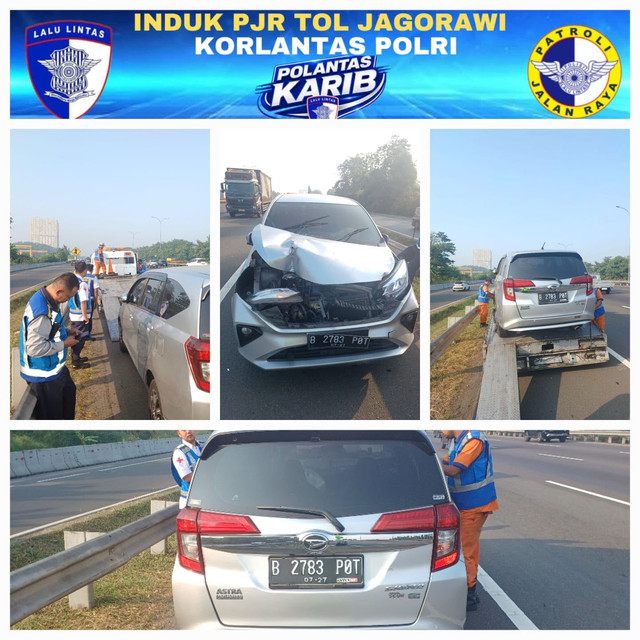 Mobil ringsek ditinggalkan di tol jagorawi tanpa pengemudi dan penumpang. Foto: Dok. Istimewa