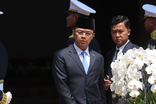 Menteri Luar Negeri Sugiono keluar dari tempat Sidang Tahunan MPR RI, Jakarta, Jumat (14/8/2026). Foto: Jamal Ramadhan/kumparan