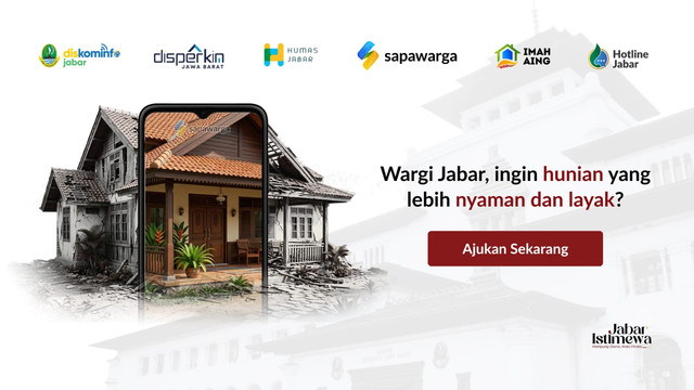 Pemerintah Provinsi Jawa Barat meluncurkan fitur Imah Aing di aplikasi Sapawarga untuk memudahkan masyarakat mengajukan perbaikan rumah tidak layak huni (rutilahu) secara gratis, Jumat (14/8/2026). Foto: Diskominfo Jabar