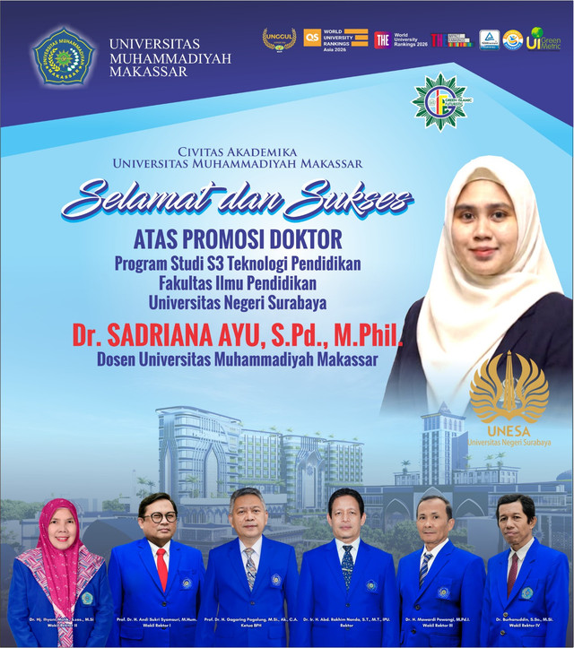 Ucapan selamat dari Pimpinan Unismuh Makassar. Sumber: Humas Unismuh