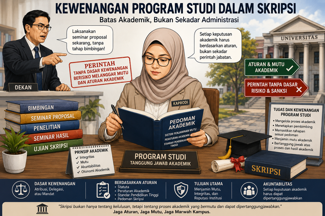 Ilustrasi kewenangan program studi dalam skripsi. Foto: Generate by AI