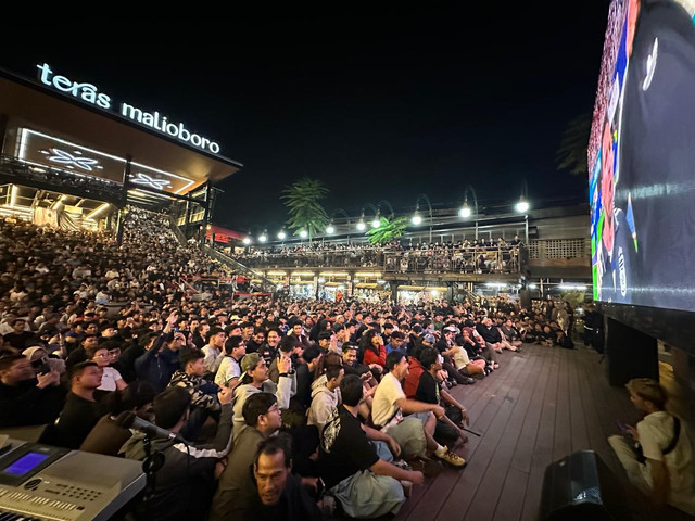 Keramaian nobar Piala Dunia 2026 di Teras Malioboro, Jogja. Foto: Dok. Istimewa