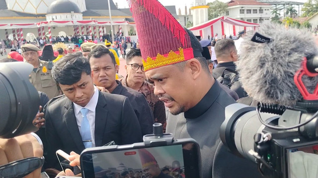 Gubernur Sumatera Utara, Bobby Nasution saat ditemui usai upacara peringatan hari kemerdekaan Indonesia di Lapangan Astaka, Deli Serdang, Senin (17/8/2026). Foto: Amar Marpaung/kumparan