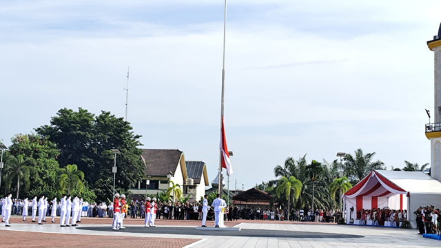 Suasana upacara peringatan hari kemerdekaan Indonesia di Lapangan Astaka, Deli Serdang, Senin (17/8/2026). Foto: Amar Marpaung/kumparan