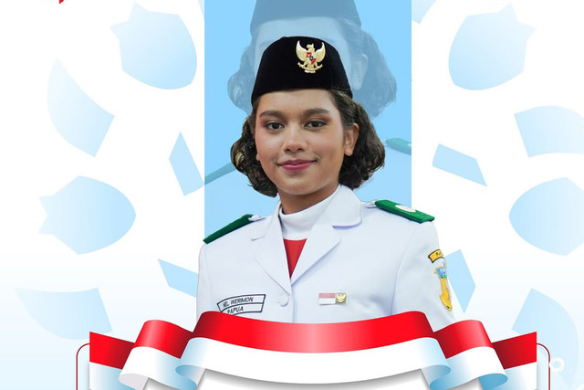 Neeltje Deliana Insjowi Werimon, perwakilan Provinsi Papua, yang dipercaya sebagai pembawa bendera Merah Putih. Foto: Instagram/ @bpipri