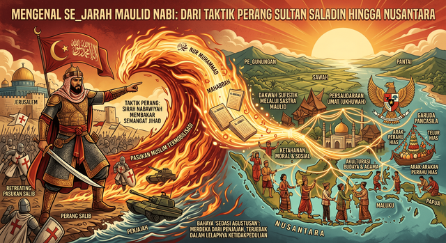 Ilustrasi Perang Saladin-Nusantara. Foto: Generate by Gemini.