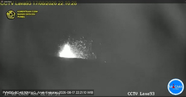 Erupsi Gunung Anak Krakatau pada Senin (17/8) pukul 22.10 WIB. Dok. MAGMA Indonesia