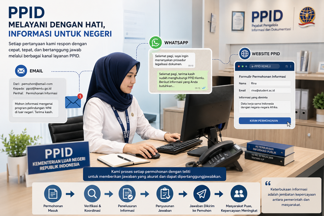 Ilustrasi petugas PPID (Foto, nama, logo dan alamat email adalah fiktif hanya sebagai ilustrasi saja, dibuat dengan bantuan AI)