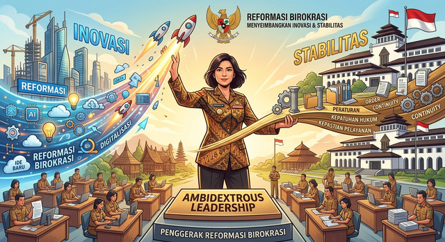 Ilustrasi Ambidextrous Leadership. Dok. Buatan AI.