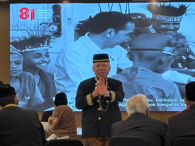Kepala Otorita Ibu Kota Nusantara (OIKN) Basuki Hadimuljono saat media briefing di Gedung Kementerian Koordinator 3 IKN, Senin (17/8/2026). Foto: Nur Pangesti/kumparan
