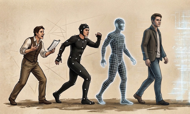 Ilustrasi pergserean dari aktor manusia ke aktor sintetis buatan AI (Dibuat dengan AI Gemini)