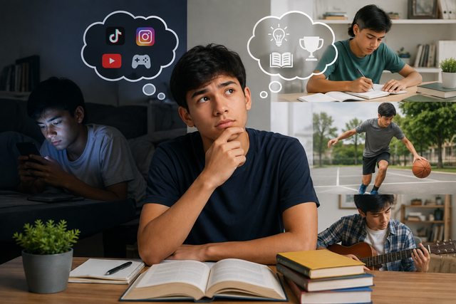 Gambar 1. Ilustrasi kegiatan aktifitas fisik dan Screen time (Sumber: generate GPT)