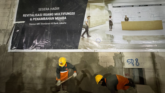 Suasana proyek Extended Concourse atau akses pejalan kaki bawah tanah Bundaran HI, Rabu (19/8/2026). Foto: Fariza Rizky Ananda/kumparan