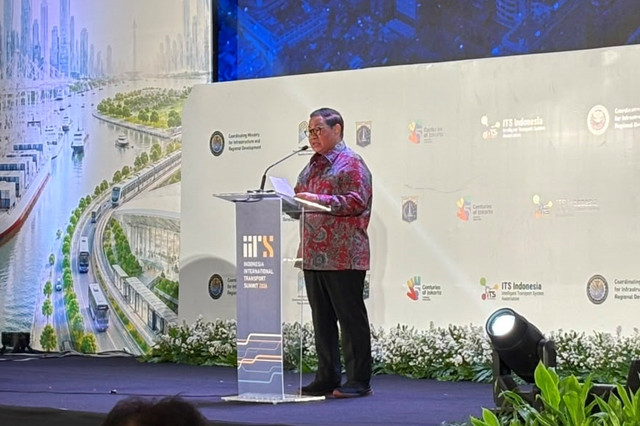 Gubernur DKI Jakarta Pramono Anung saat menghadiri Indonesia International Transport Summit 2026 di kawasan Kebayoran Baru, Jakarta Selatan, Kamis (20/8/2026). Foto: Nauval Pratama/kumparan