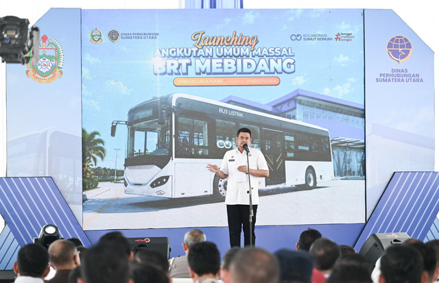 Gubernur Sumatera Utara (Sumut) Bobby Nasution menghadiri Launching Angkutan Umum Massal Bus Rapid Transit (BRT) Medan, Binjai dan Deliserdang (Mebidang) di Terminal Lubukpakam Kabupaten Deliserdang, Rabu (19/8/2026). Foto: Diskominfo Sumut